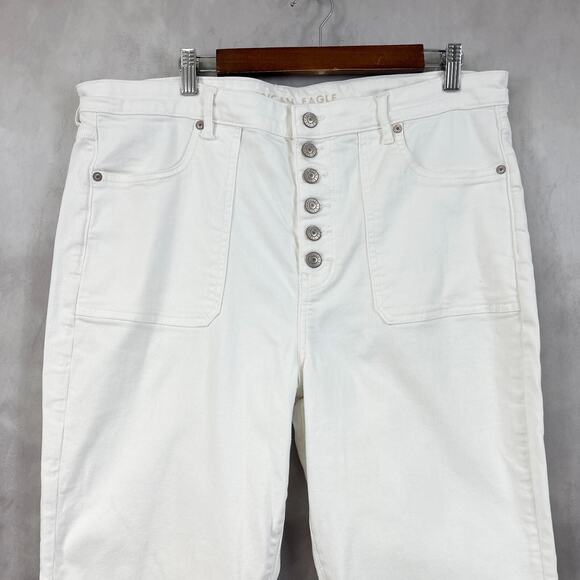 American Eagle Womens Jeans Super High Rise Flare Sz 18 Short Button Fly Stretch - Picture 3 of 13